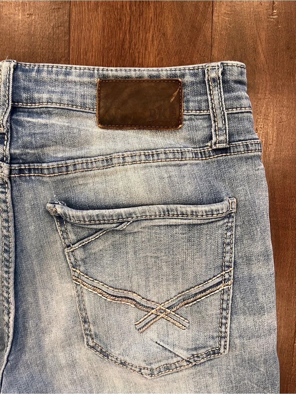 BKE Jake Straight Leg Jeans Mens 32x32 Blue Light Wash Regular Stretch Denim